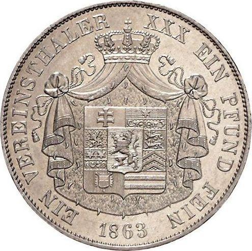 Reverso Tálero 1863 - valor de la moneda de plata - Hesse-Homburg, Fernando de Hesse-Homburg