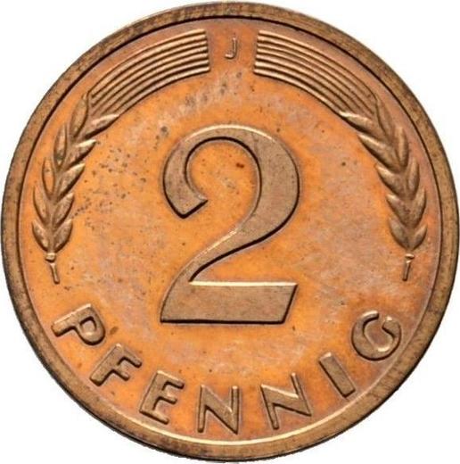 Аверс монеты - 2 пфеннига 1959 года J - цена  монеты - Германия, ФРГ