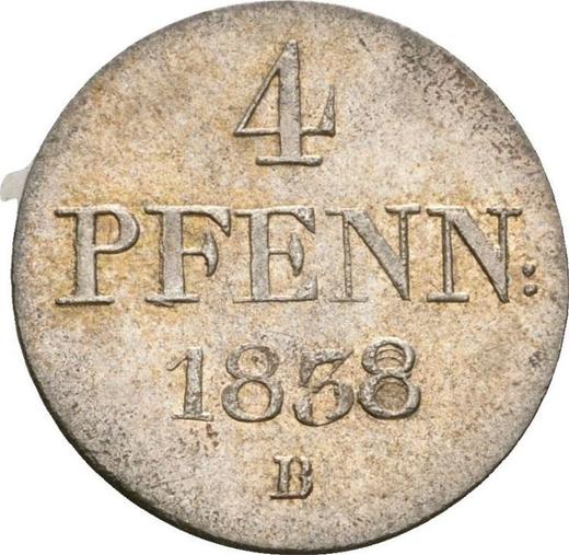 Реверс монеты - 4 пфеннига 1838 года B - цена серебряной монеты - Ганновер, Эрнст Август
