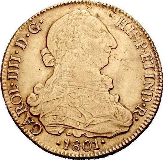 Anverso 8 escudos 1801 So AJ - valor de la moneda de oro - Chile, Carlos IV