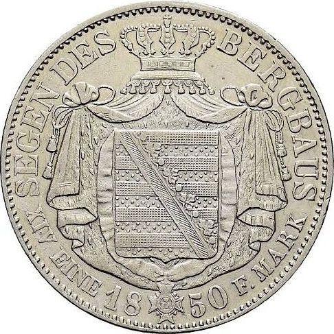 Reverso Tálero 1850 F "Minero" - valor de la moneda de plata - Sajonia, Federico Augusto II