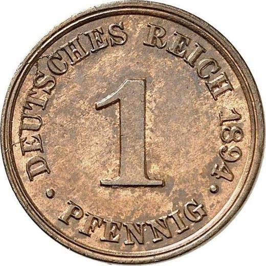 Аверс монеты - 1 пфенниг 1894 года J "Тип 1890-1916" - цена  монеты - Германия, Германская Империя