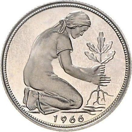 Реверс монеты - 50 пфеннигов 1966 года F - цена  монеты - Германия, ФРГ