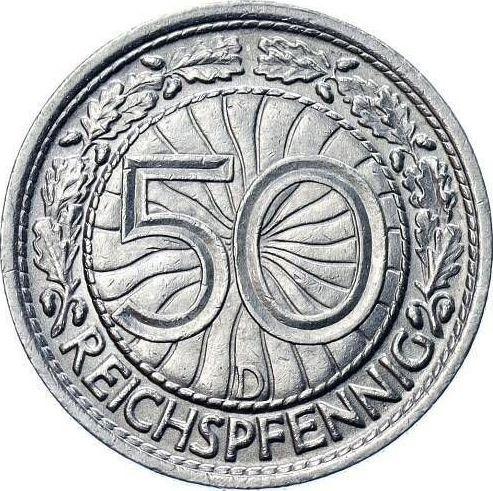 Реверс монеты - 50 рейхспфеннигов 1937 года D - цена  монеты - Германия, Bеймарская республика