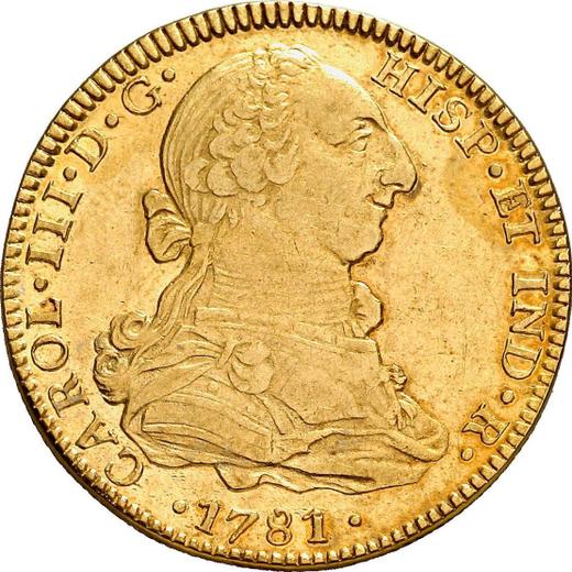 Аверс монеты - 4 эскудо 1781 года Mo FF - цена золотой монеты - Мексика, Карл III
