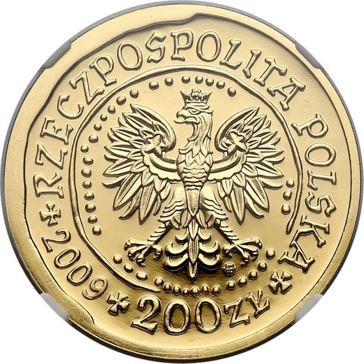 Anverso 200 eslotis 2009 MW NR "Pigargo europeo" - valor de la moneda de oro - Polonia, República moderna