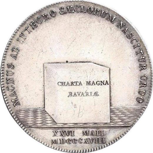 Reverso Tálero MDCCCXVIII (1818) "Constitución" - valor de la moneda de plata - Baviera, Maximilian I