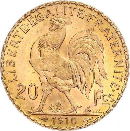 Reverse 20 Francs 1910 "Type 1907-1914" Paris - France, Third Republic