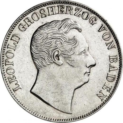 Awers monety - 1 gulden 1852 "Typ 1845-1852" - cena srebrnej monety - Badenia, Leopold