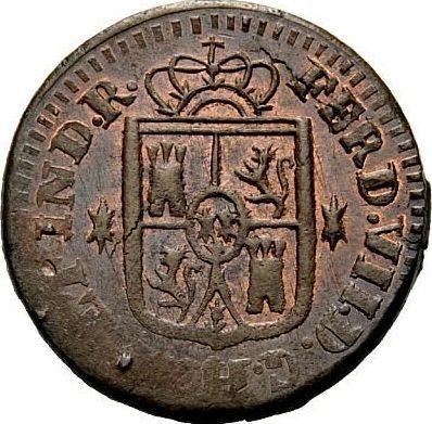Аверс монеты - 1 куарто 1828 года M - цена  монеты - Филиппины, Фердинанд VII
