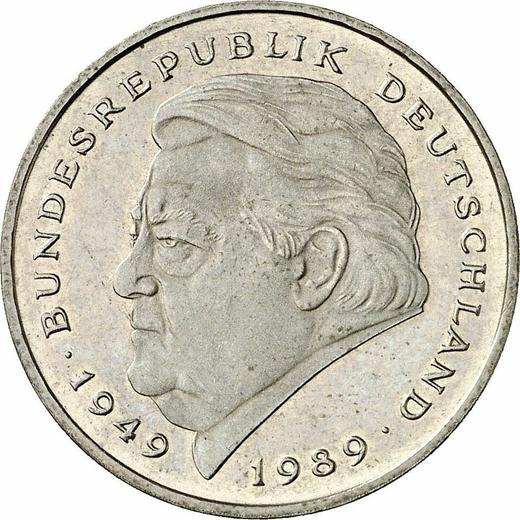 Anverso 2 marcos 1990 G "Franz Josef Strauß" - valor de la moneda  - Alemania, RFA