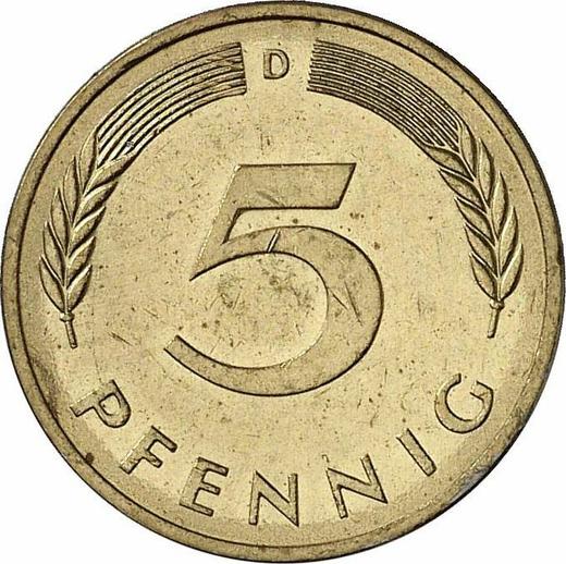 Аверс монеты - 5 пфеннигов 1982 года D - цена  монеты - Германия, ФРГ