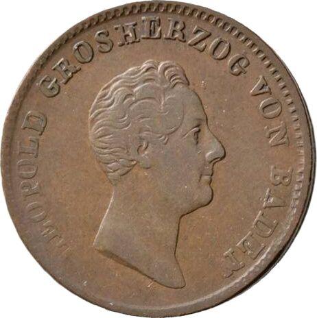 Аверс монеты - 1 крейцер 1838 года - цена  монеты - Баден, Леопольд