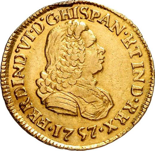 Anverso 1 escudo 1757 G J - valor de la moneda de oro - Guatemala, Fernando VI