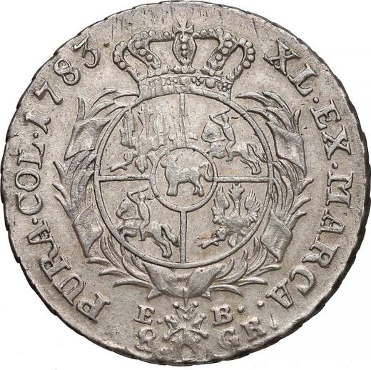 Reverso Dwuzłotówka (8 groszy) 1783 EB - valor de la moneda de plata - Polonia, Estanislao II Poniatowski