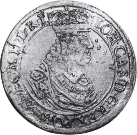 Аверс монеты - Орт (18 грошей) 1667 года IP "Эльблонг" - цена серебряной монеты - Польша, Ян II Казимир