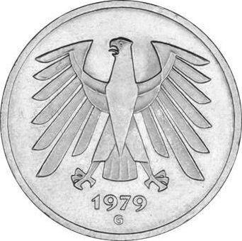 Reverso 5 marcos 1979 G - valor de la moneda  - Alemania, RFA