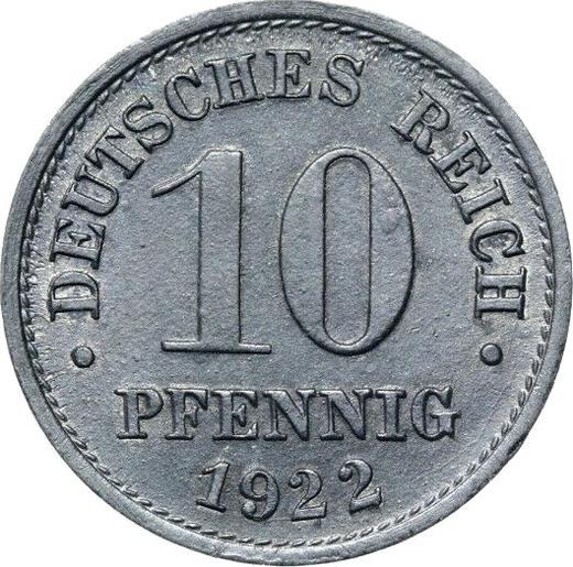 Anverso 10 Pfennige 1922 "Tipo 1917-1922" - valor de la moneda  - Alemania, Imperio alemán