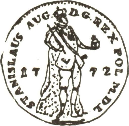 Аверс монеты - Дукат 1772 года IS "Фигура короля" - цена золотой монеты - Польша, Станислав II Август