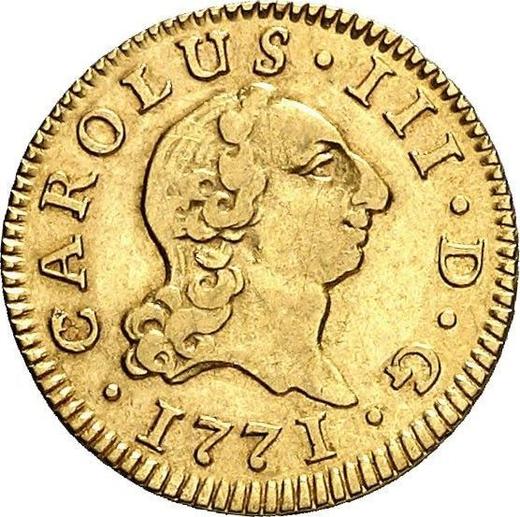 Awers monety - 1/2 escudo 1771 S CF - cena złotej monety - Hiszpania, Karol III