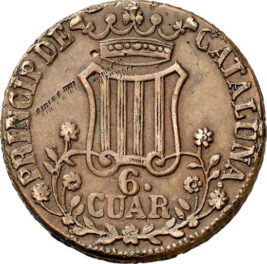 Reverso 6 cuartos 1842 "Cataluña" - valor de la moneda  - España, Isabel II