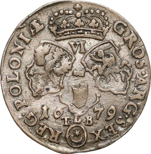Revers 6 Gröscher 1679 TLB "TLB" unter Wappen - Silbermünze Wert - Polen, Johann III Sobieski
