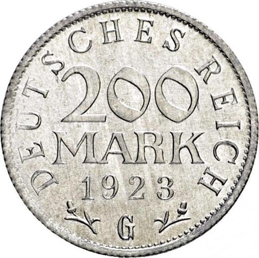 Reverso 200 marcos 1923 G - valor de la moneda  - Alemania, República de Weimar