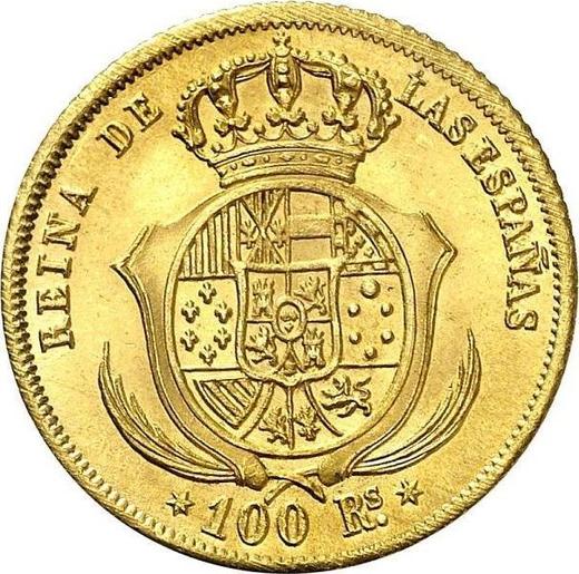 Rewers monety - 100 réales 1854 Sześcioramienne gwiazdy - cena złotej monety - Hiszpania, Izabela II