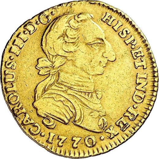 Anverso 2 escudos 1770 NR VJ "Tipo 1762-1771" - valor de la moneda de oro - Colombia, Carlos III
