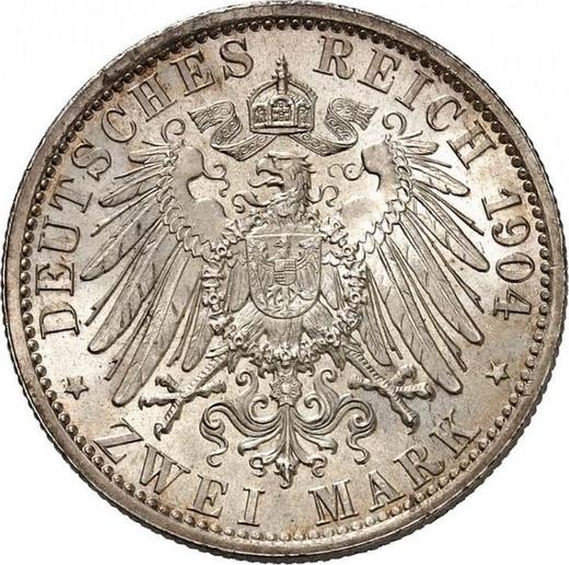 Reverso 2 marcos 1904 "Hessen" Felipe I el Magnánimo - valor de la moneda de plata - Alemania, Imperio alemán