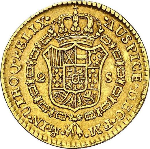 Реверс монеты - 2 эскудо 1776 года Mo FM - цена золотой монеты - Мексика, Карл III