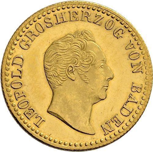 Awers monety - Dukat 1843 - cena złotej monety - Badenia, Leopold