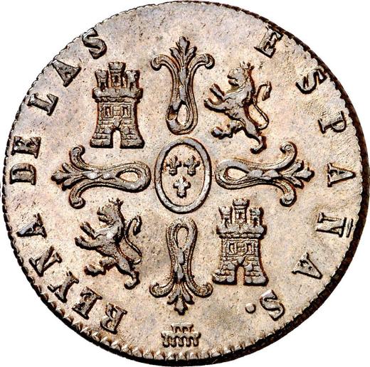 Реверс монеты - 8 мараведи 1840 года "Номинал на аверсе" - цена  монеты - Испания, Изабелла II