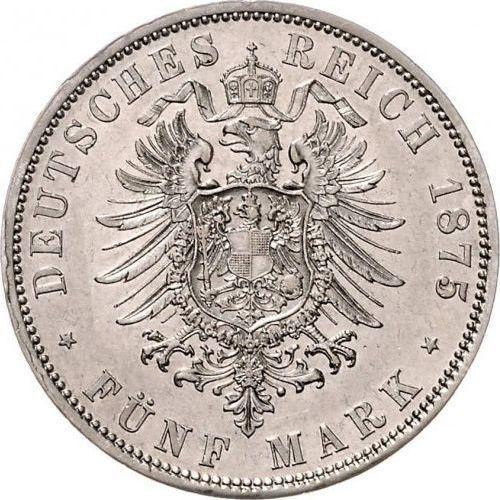 Reverso 5 marcos 1875 A "Prusia" - valor de la moneda de plata - Alemania, Imperio alemán