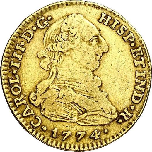 Awers monety - 2 escudo 1774 NR VJ - cena złotej monety - Kolumbia, Karol III
