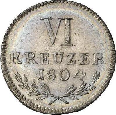 Реверс монеты - 6 крейцеров 1804 года - цена серебряной монеты - Баден, Карл Фридрих