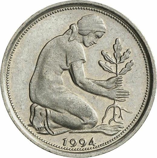 Реверс монеты - 50 пфеннигов 1994 года F - цена  монеты - Германия, ФРГ