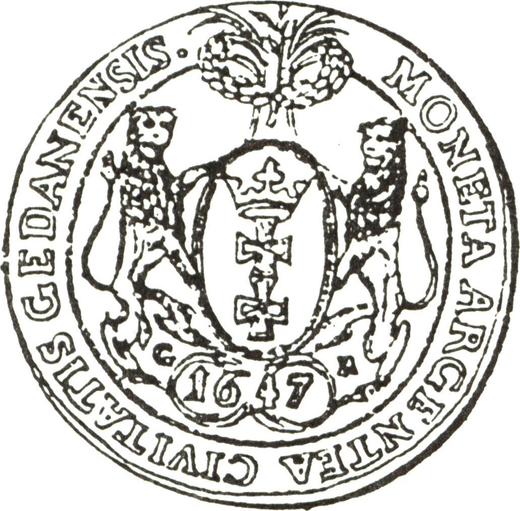 Reverso Tálero 1647 GR "Gdańsk" - valor de la moneda de plata - Polonia, Vladislao IV