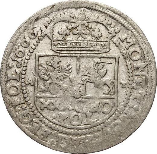 Реверс монеты - Злотовка (30 грошей) 1666 года AT - цена серебряной монеты - Польша, Ян II Казимир