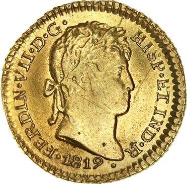 Аверс монеты - 1 эскудо 1819 года JP - цена золотой монеты - Перу, Фердинанд VII