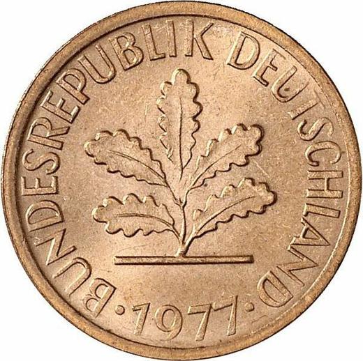 Реверс монеты - 1 пфенниг 1977 года F - цена  монеты - Германия, ФРГ