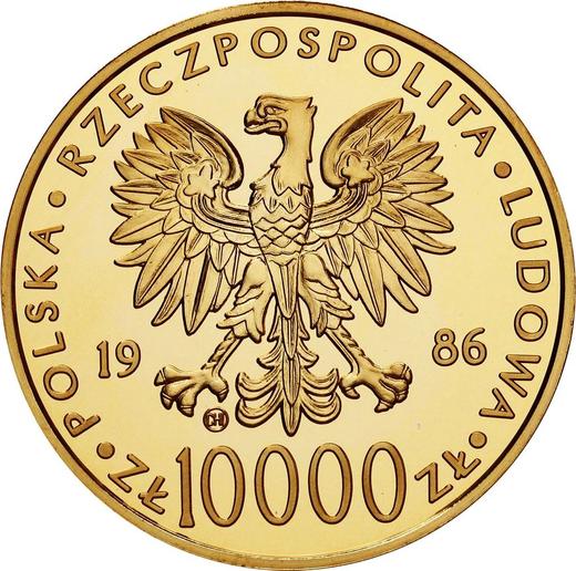Аверс монеты - Пробные 10000 злотых 1986 года CHI SW "Иоанн Павел II" Золото - цена золотой монеты - Польша, Народная Республика