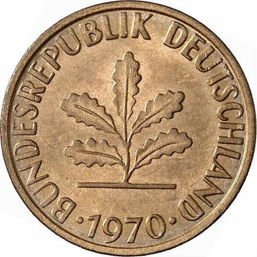 Реверс монеты - 1 пфенниг 1970 года F - цена  монеты - Германия, ФРГ