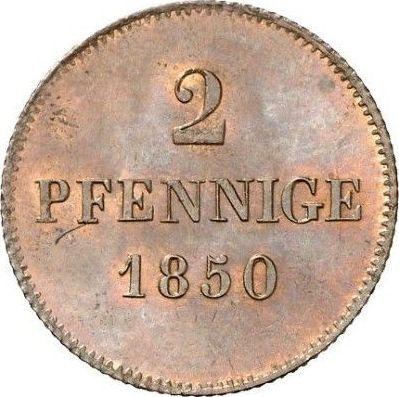 Реверс монеты - 2 пфеннига 1850 года - цена  монеты - Бавария, Максимилиан II