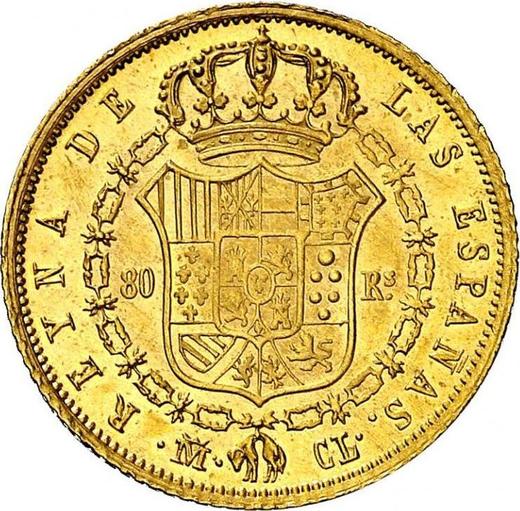 Rewers monety - 80 réales 1849 M CL - cena złotej monety - Hiszpania, Izabela II
