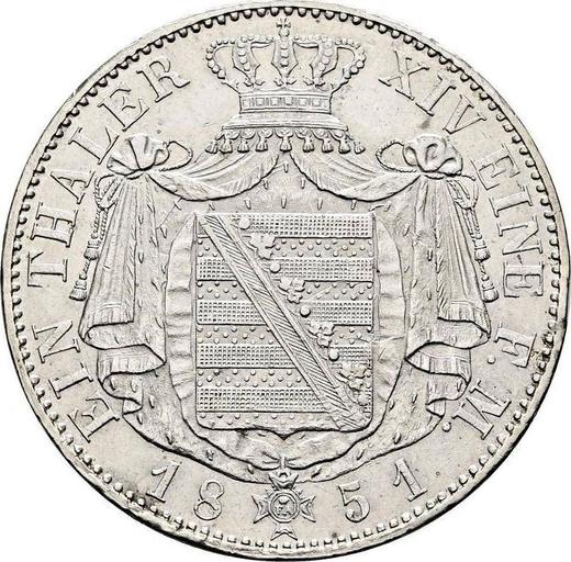 Реверс монеты - Талер 1851 года F - цена серебряной монеты - Саксония-Альбертина, Фридрих Август II