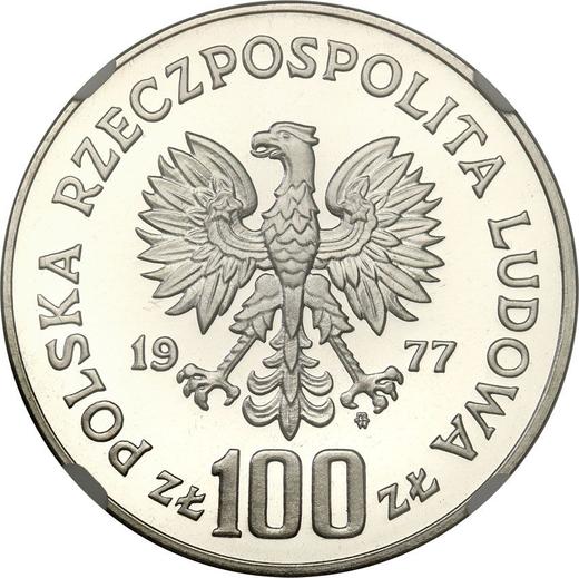 Awers monety - 100 złotych 1977 MW "Władysław Reymont" Srebro - cena srebrnej monety - Polska, PRL