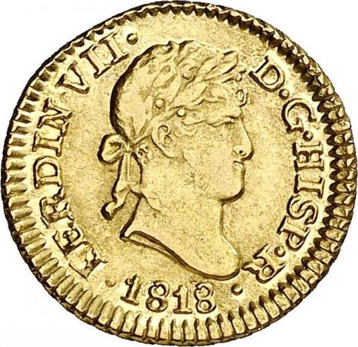 Awers monety - 1/2 escudo 1818 L JP - cena złotej monety - Peru, Ferdynand VII