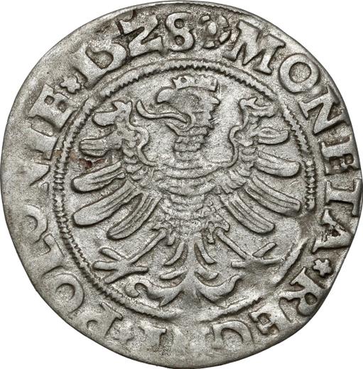 Rewers monety - 1 grosz 1528 - cena srebrnej monety - Polska, Zygmunt I Stary