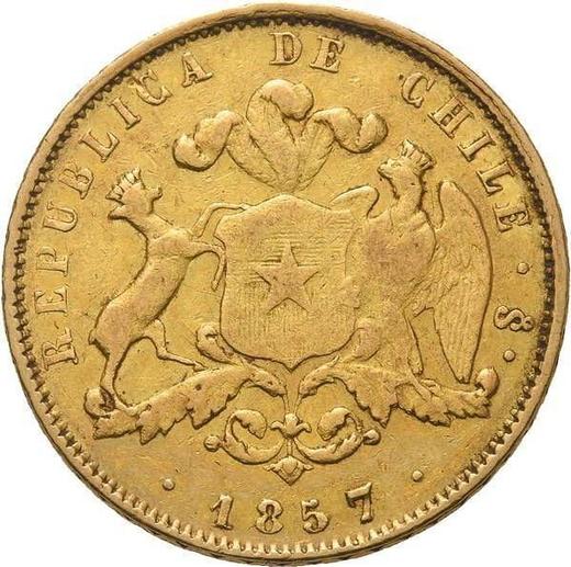 Anverso 5 pesos 1857 So - valor de la moneda de oro - Chile, República
